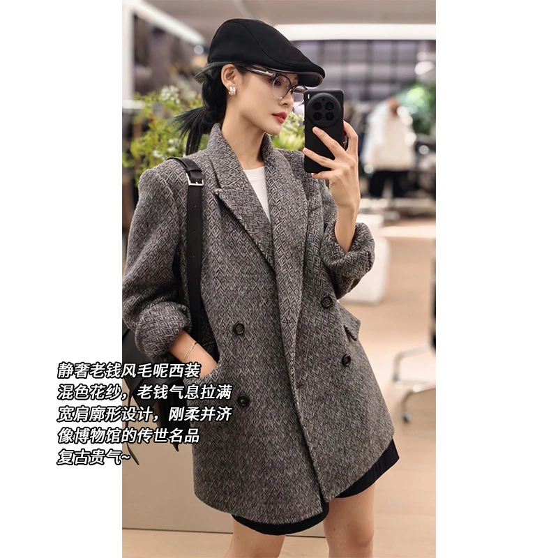 美洋MEIYANG 凯特西装 澳毛羊驼毛|混色花纱老钱双面呢西服外套