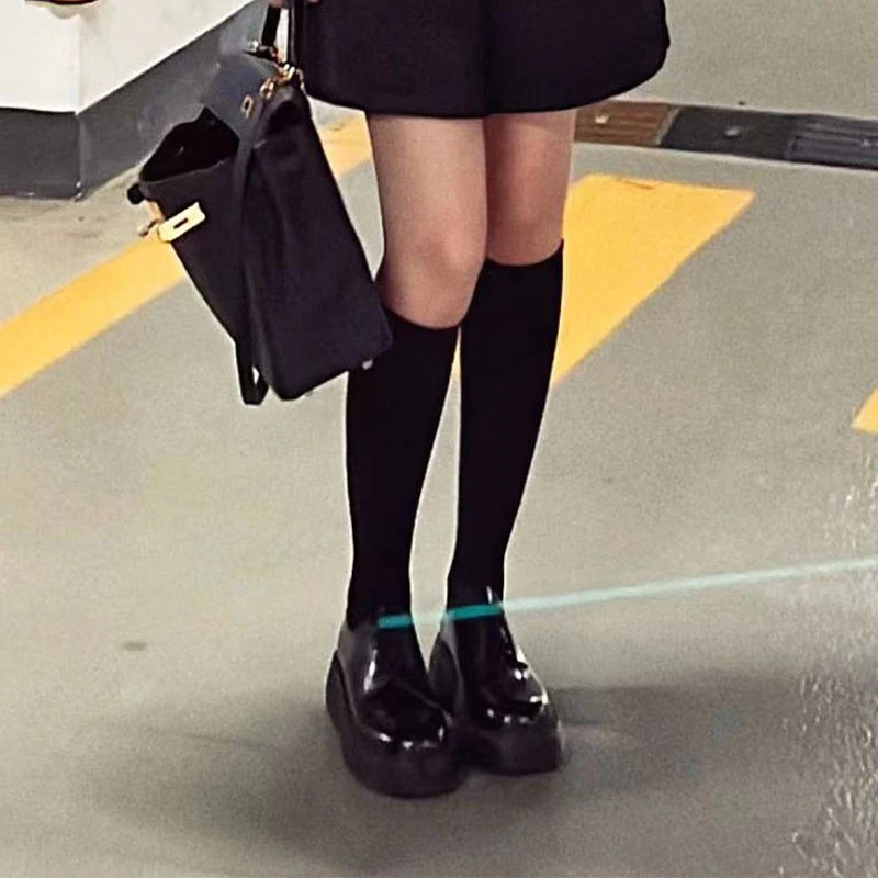 美洋MEIYANG 袜 就是显瘦！黑色弹力百搭高筒袜JK长袜