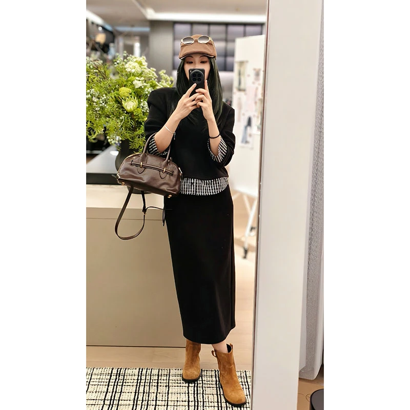 美洋MEIYANG 双巧格套装 miu里miu气~可拆卸袖口卫衣/直筒半裙