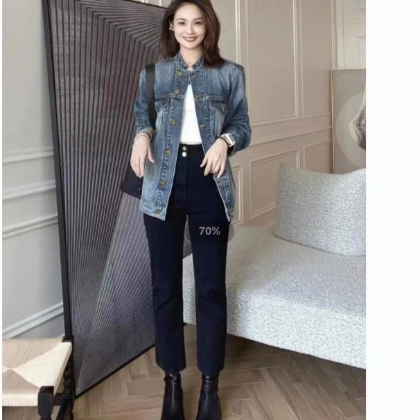 美洋MEIYANG【50系列】升级版修容笔牛仔裤 弹力直筒九分裤T