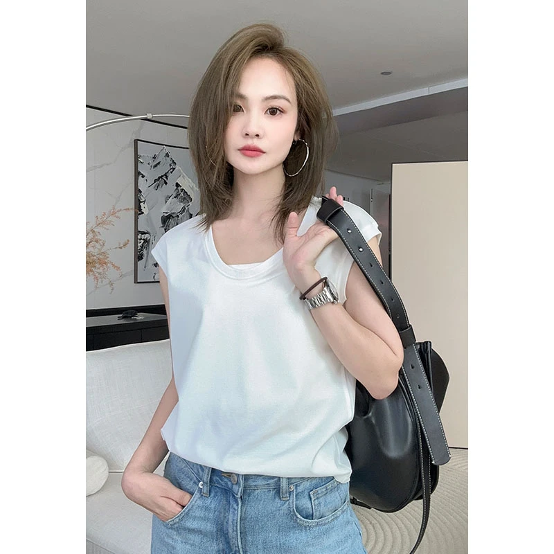 【现货】美洋MEIYANG 法意小调T恤 天枢纱深圆领短袖纯色修身上衣