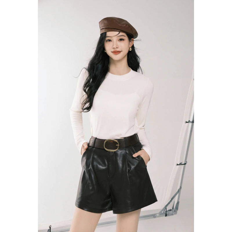 美洋MEIYANG 热能打底衫 醋酸羊毛混纺|坑条圆领修身百搭针织衫