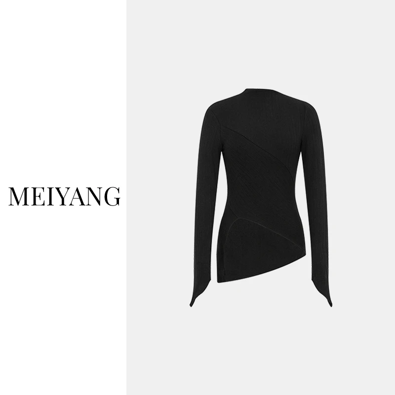 【现货】美洋MEIYANG 绷带美人上衣 双面抽针|侧开叉弹力修身打底衫