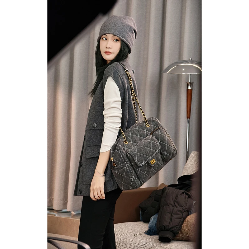 美洋MEIYANG 菠萝单肩包 水洗丹宁牛仔_做旧大容量小香保龄球包包