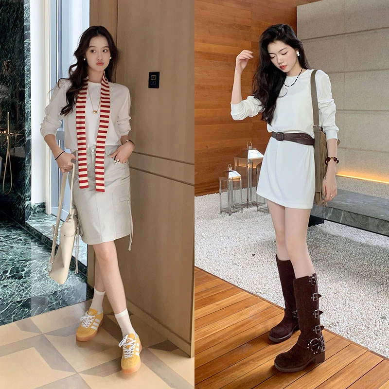 美洋MEIYANG 轻氧长袖T 爽棉螺纹|极简休闲圆领长袖长/短版上衣