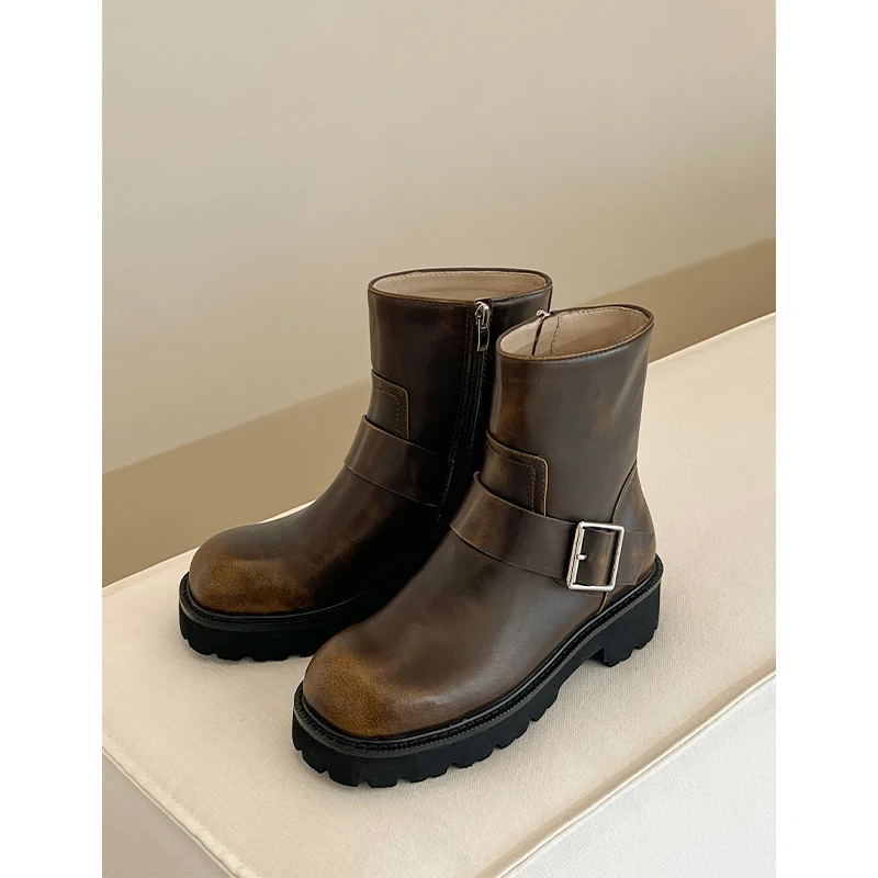 美洋MEIYANG【清仓捡漏】擦色机车靴 有故事的靴子复古皮带扣短靴