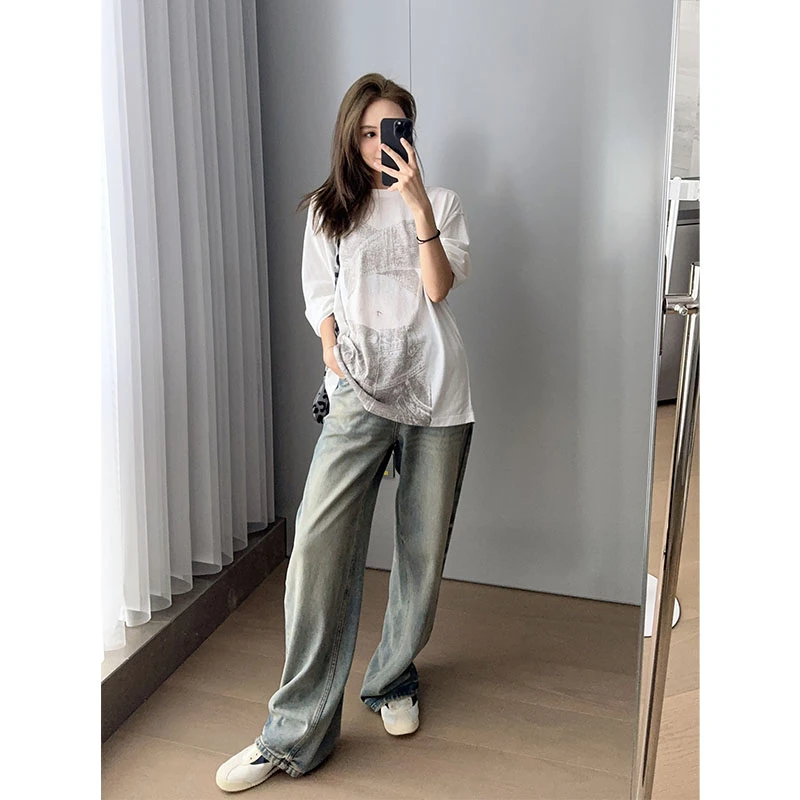 A美洋MEIYANG【60系列】浅海牛仔裤 丹宁砂洗复古直筒裤