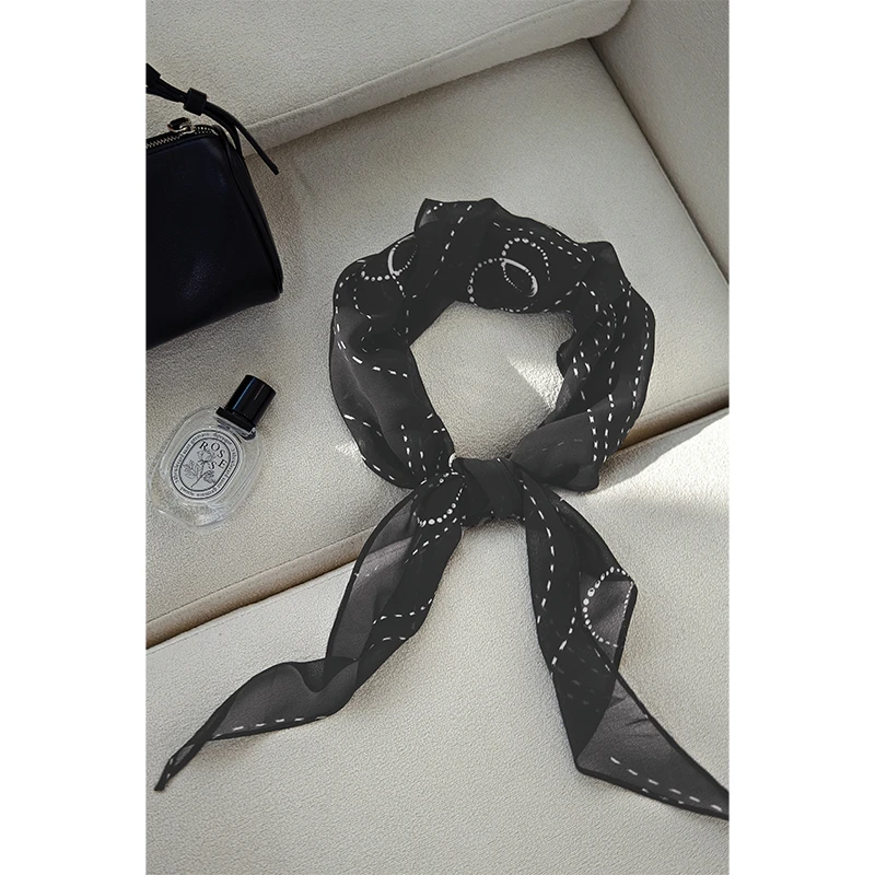 美洋MEIYANG 尾羽丝巾 好搭的小围巾~复古风情轻薄仿丝三角围脖