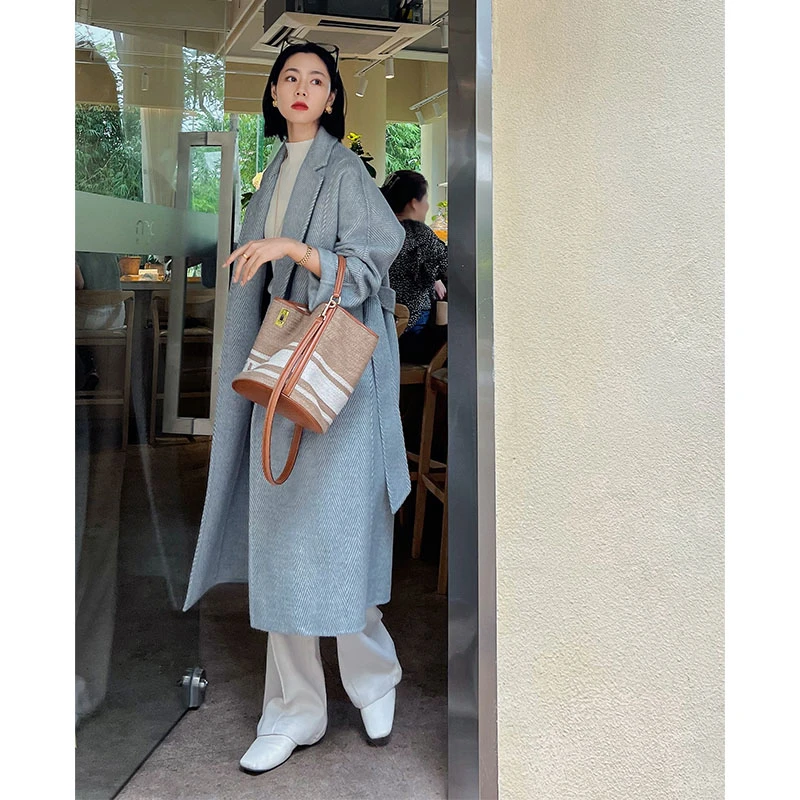 【现货】美洋MEIYANG 海豚湾大衣轻奢羊驼毛混纺长款双面呢翻领