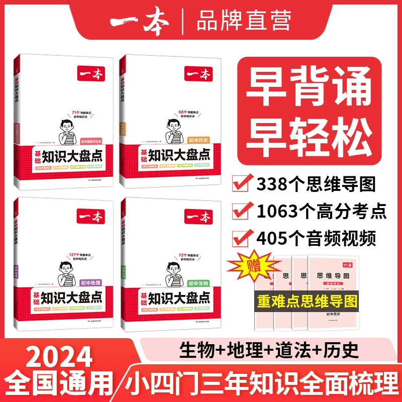 一本【小四门大盘点】初中2024政史地生基础知识导图速记 全国通用