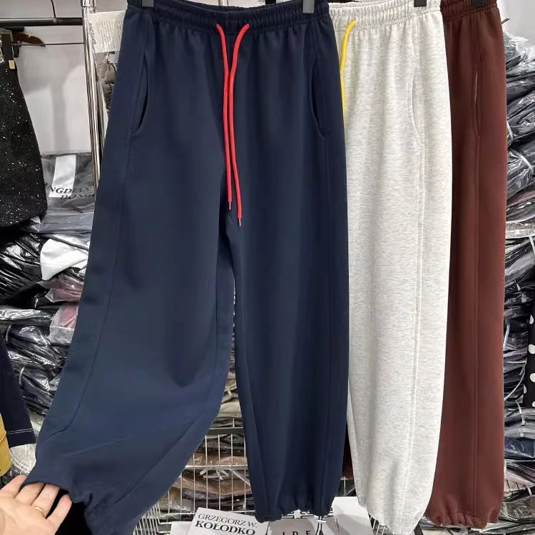 1012抽绳卫裤女秋季设计感两穿宽松阔腿裤小个子休闲束脚运动裤潮