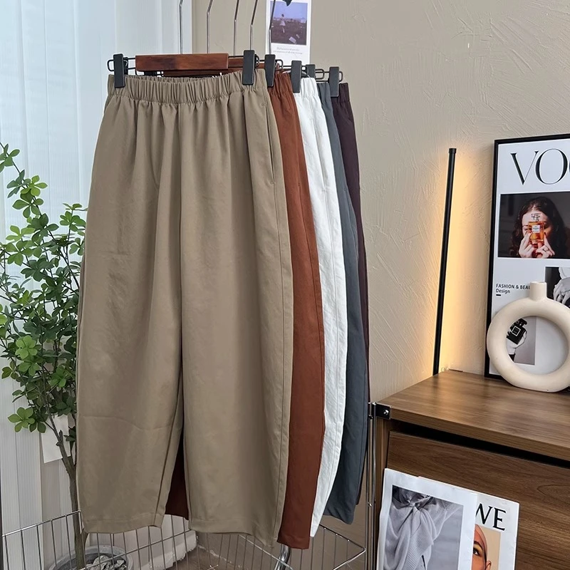 9957抗皱春季水洗松紧腰九分豌豆裤休闲升级舒柔特面料气球奶奶裤