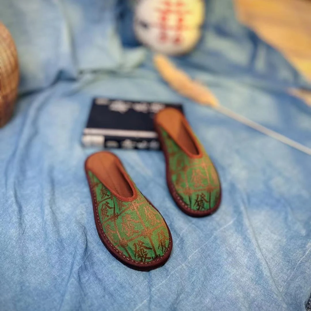 2025春上新【绿发】新中式中国风时尚软底百搭低帮千层底拖鞋