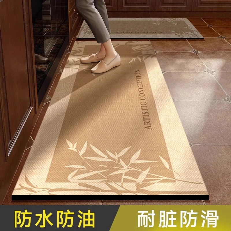 厨房地垫防油防水可擦免洗家用耐脏防滑硅藻泥脚垫新中式长条地毯