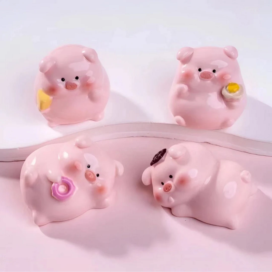 【对对碰】实色透色卡通食玩甜品小猪 diy饰品