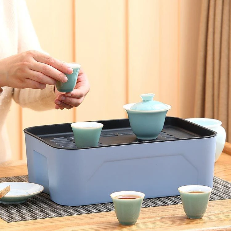 功夫茶具旅行茶盘车载茶盘收纳盒工地茶盘办公茶盘便携式露营茶盘