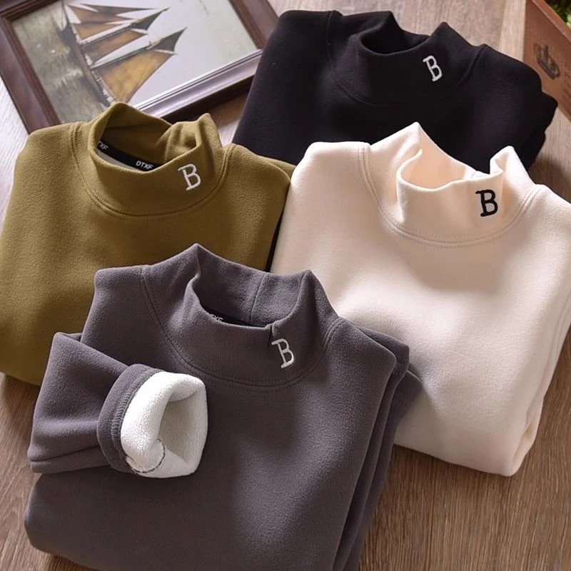 男童冬款加绒长袖2024新款儿童高领加厚打底衫德绒体恤保暖上衣潮