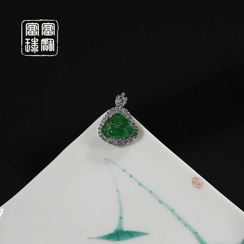 【明舒】富富珠宝 翡翠S925银佛公吊坠 赠绳(天然珠宝多样性发其一)