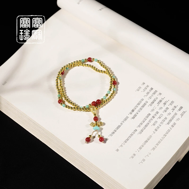 【厚德】富富珠宝 绿松石18k金气质手串（天然珠宝多样性发）