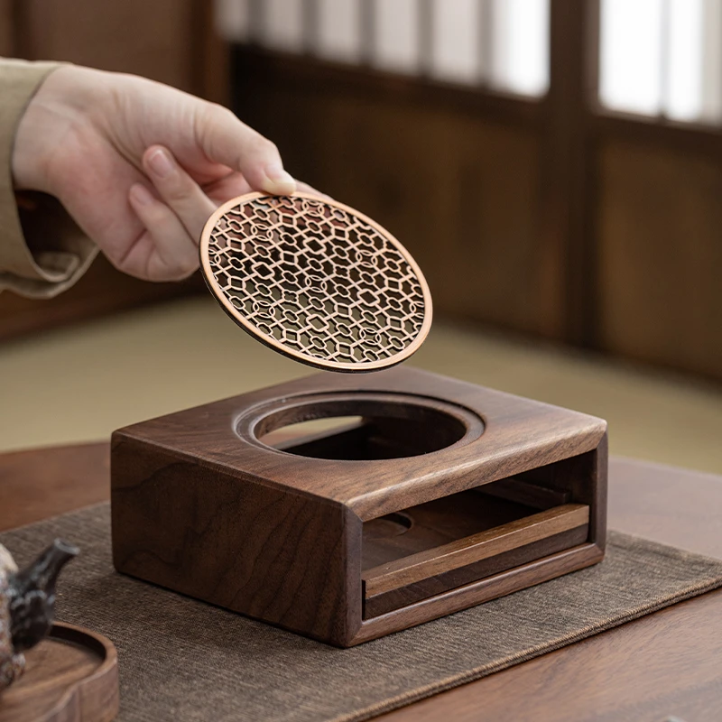 胡桃木温茶炉烤茶炉花茶壶蜡烛加热炉家用温茶器煮茶器煮茶炉子