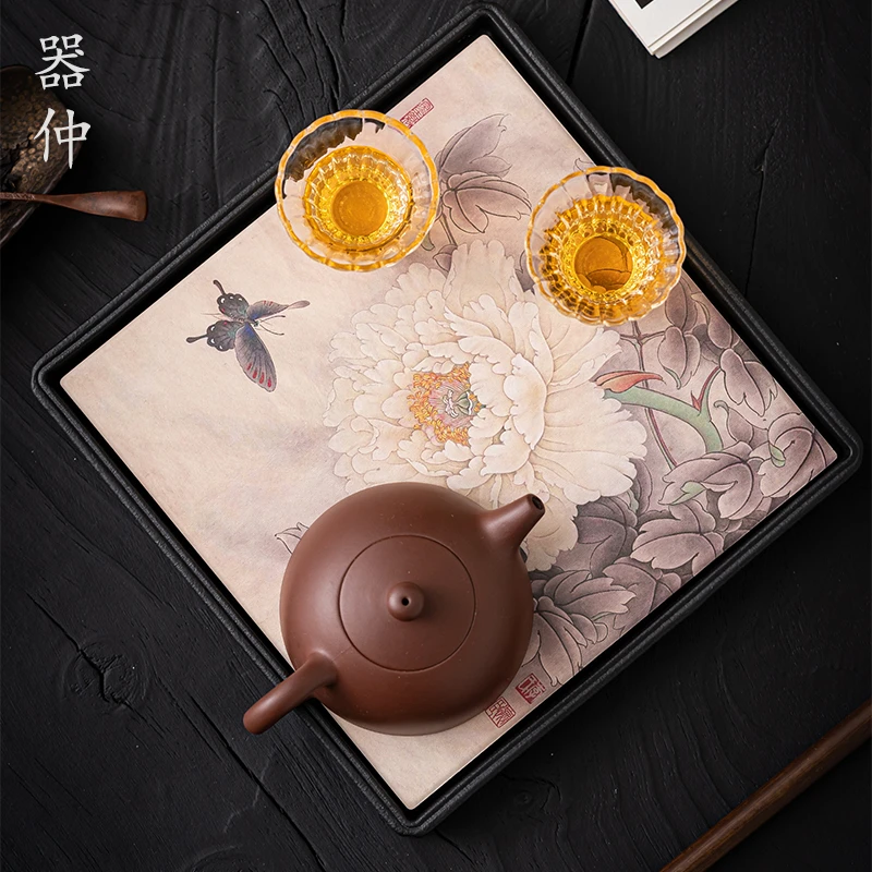 匠迷中国风功夫茶具茶垫吸水杯垫茶道配件茶托杯托陶瓷中式茶碟