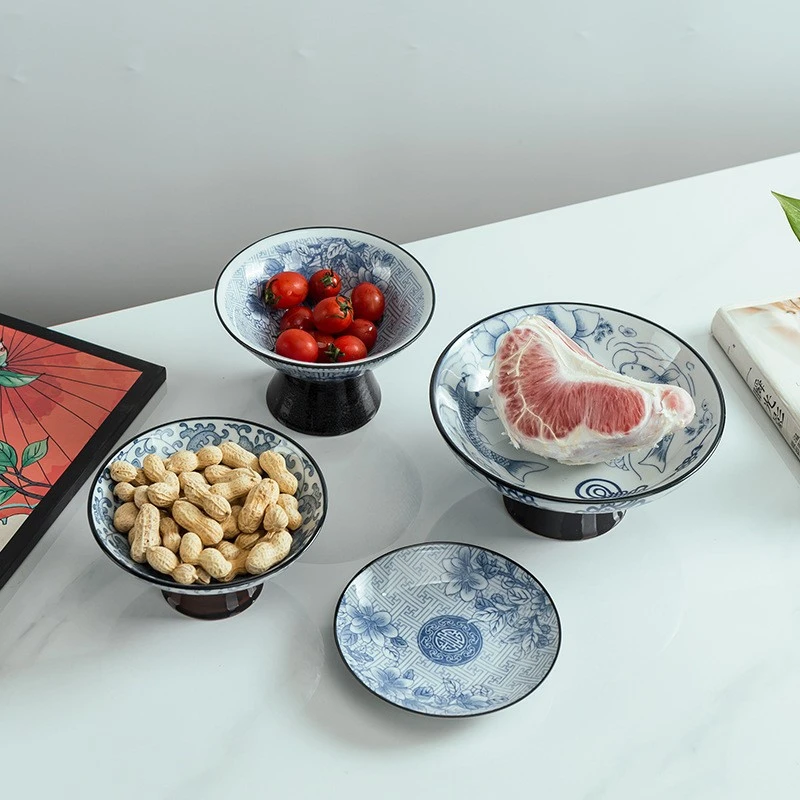 青花瓷果盘中式陶瓷点心盘水果盘订婚摆台糕点盘干果托盘糖果盘