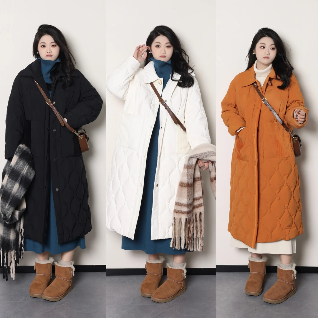 宣宣Liedu【丹麦初雪】微胖大码女冬季百搭显瘦翻领羽绒服 ZY306Q83