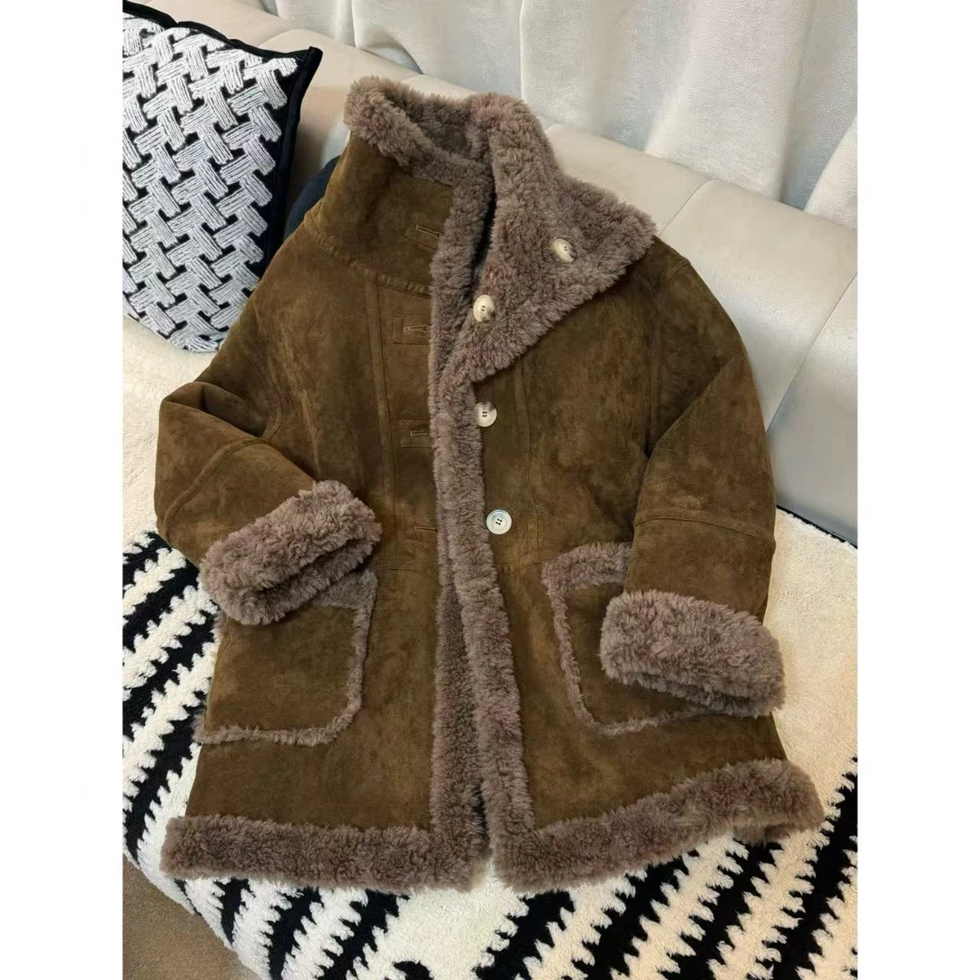 【莎莎专属3】两面双穿100%羊毛女新款中长款羊时尚毛大衣