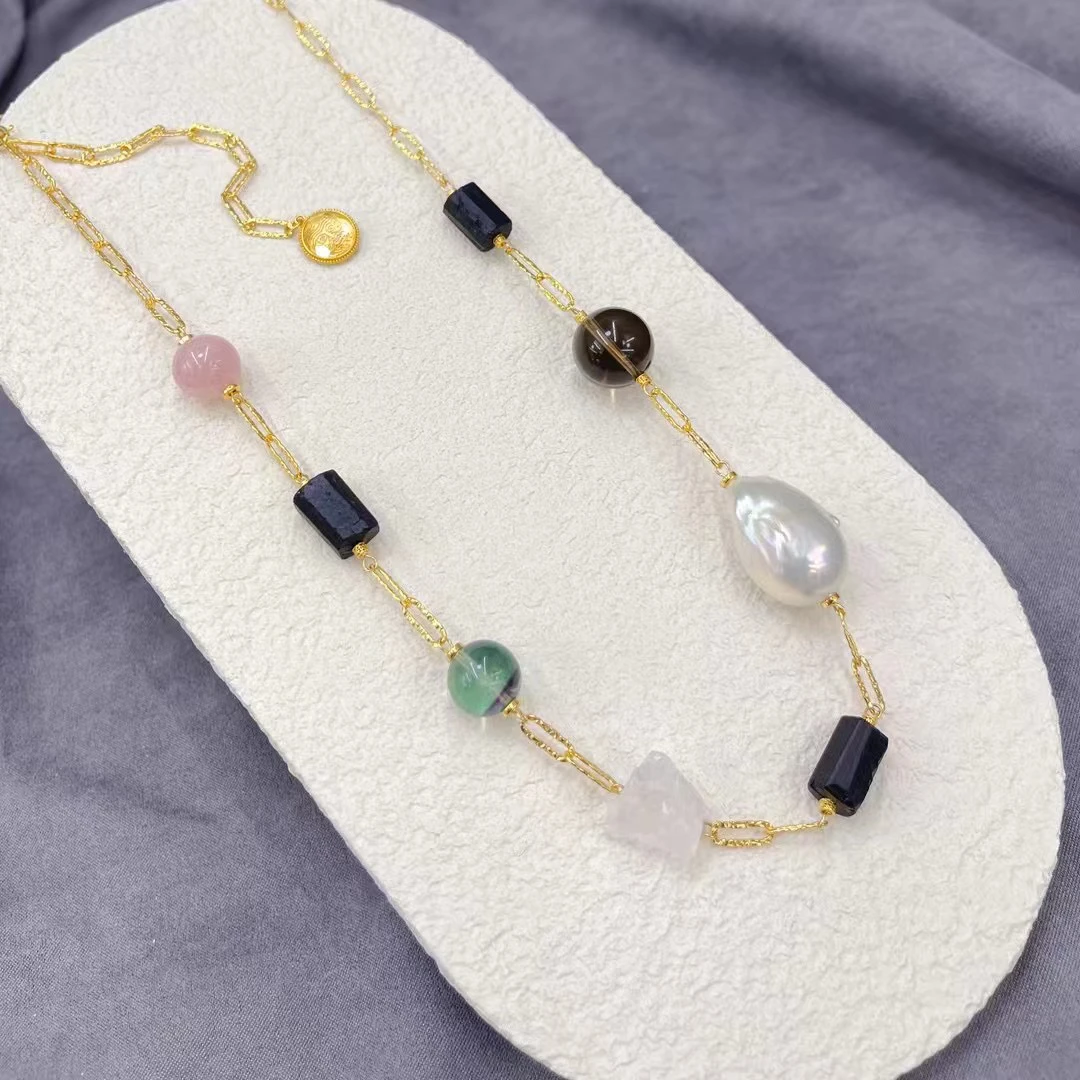 【CiCiG】设计系-时髦多宝黄财神项链水晶925银镀厚金60cm可调节