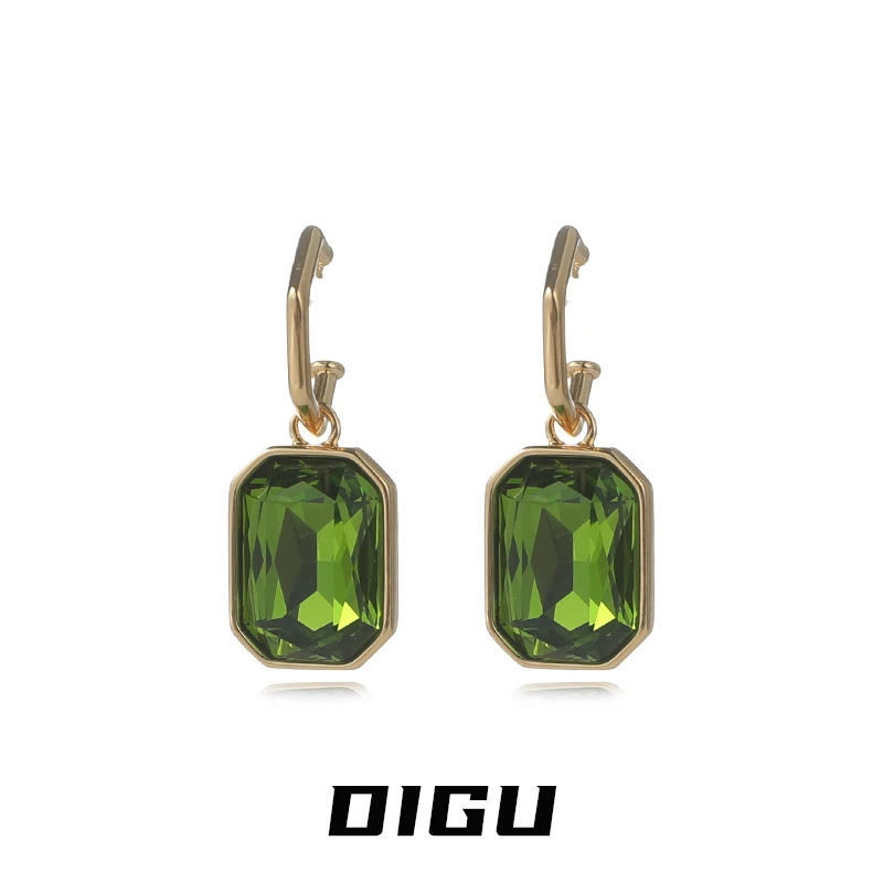 嘀咕家 铜合金耳饰 绿色吊坠耳环时尚耳钉百搭耳饰