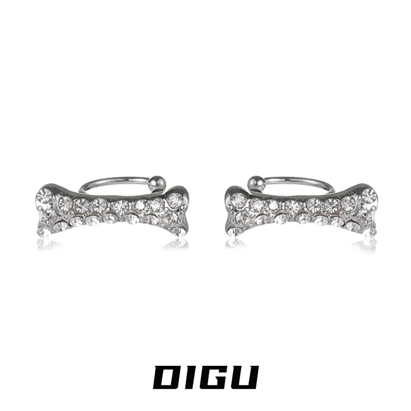 嘀咕家 铜合金合成锆石耳饰 简约小众小骨头耳夹女轻奢无耳洞耳饰