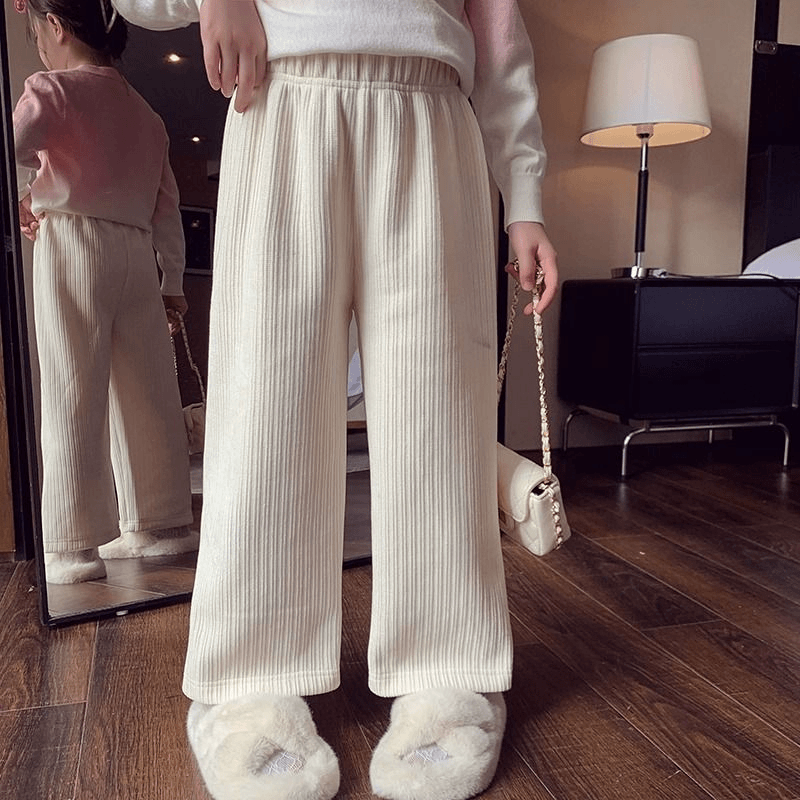 【伊理】儿童裤子秋冬冬女童直筒裙雪尼尔韩版洋气中大童高腰休闲