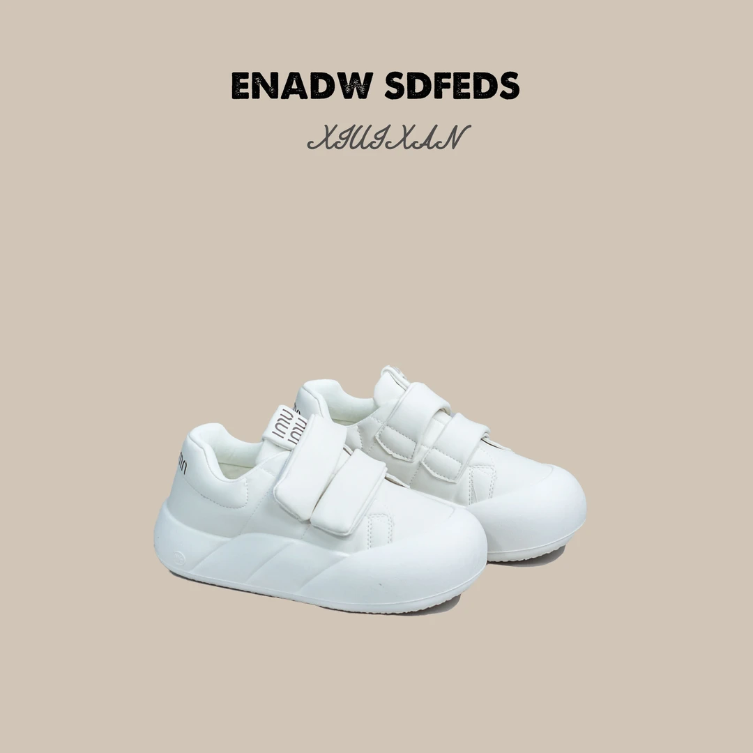 踩屎感小白鞋女云朵鞋子2024秋季新款魔术贴板鞋女款面包鞋