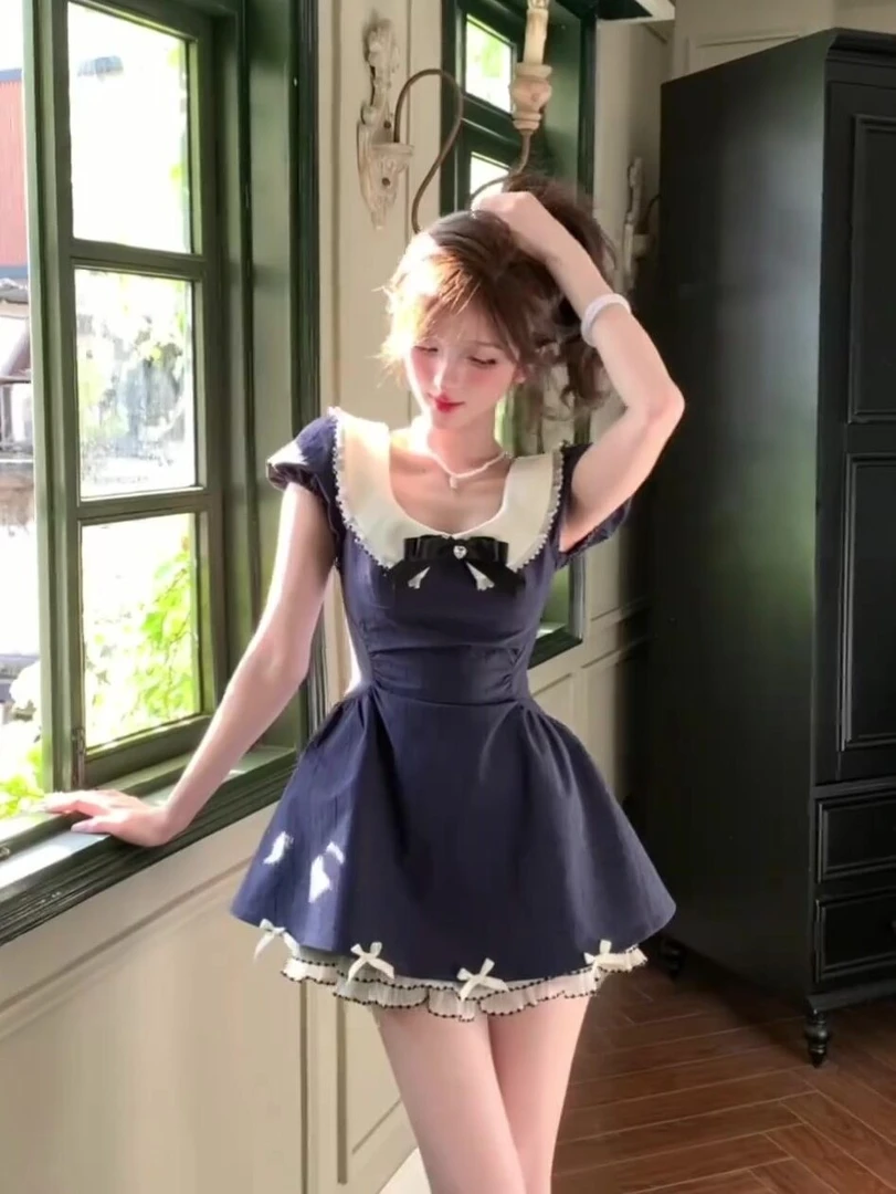 【热恋千金】纯欲风甜美显瘦气质连衣裙夏季法式收腰短裙少女高级感