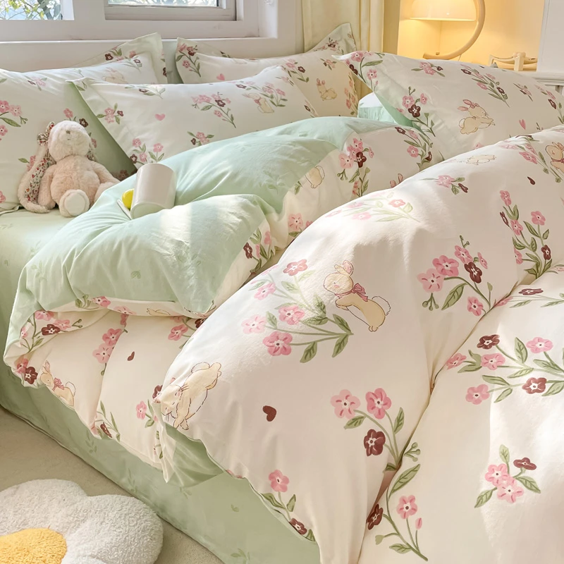 佳思奇全棉印花四件套小清新被套床上用品可爱床单
