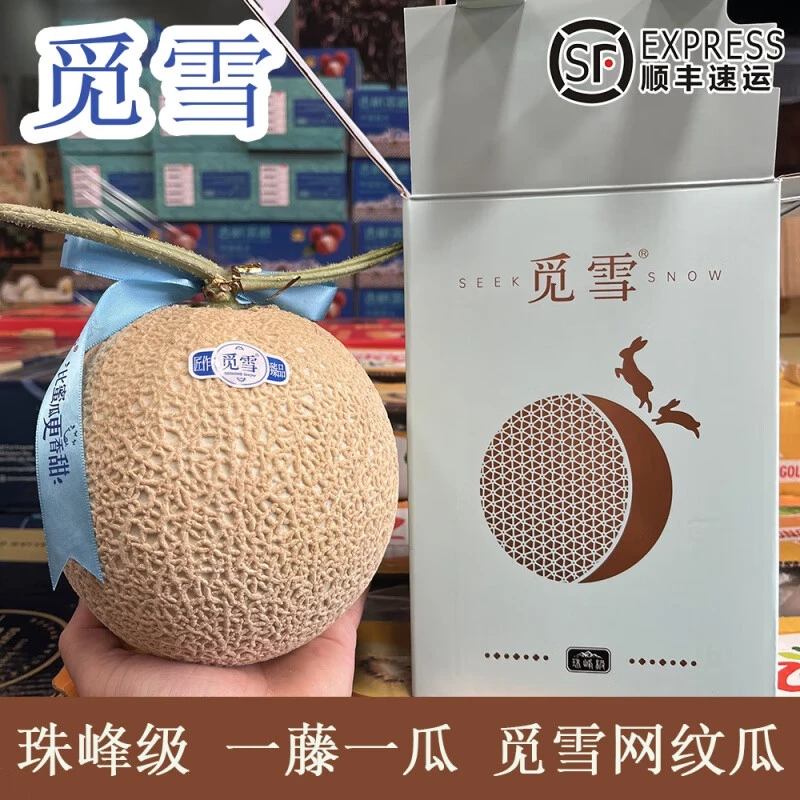 觅雪网纹蜜瓜国产静冈蜜瓜装珠峰级礼盒装日本原种送礼顺丰
