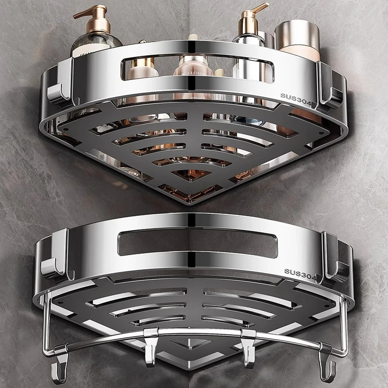 家用304不锈钢卫生间三角置物架免打孔壁挂浴室厕所洗漱台收纳架