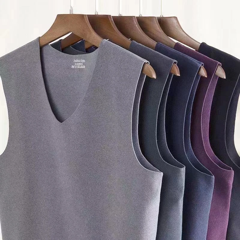 无痕保暖背心男士加绒加厚内穿潮修身紧身棉打底衫秋冬季双面绒