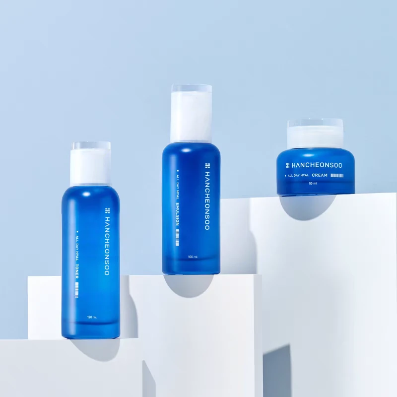 高品质蓝色水乳霜三件套