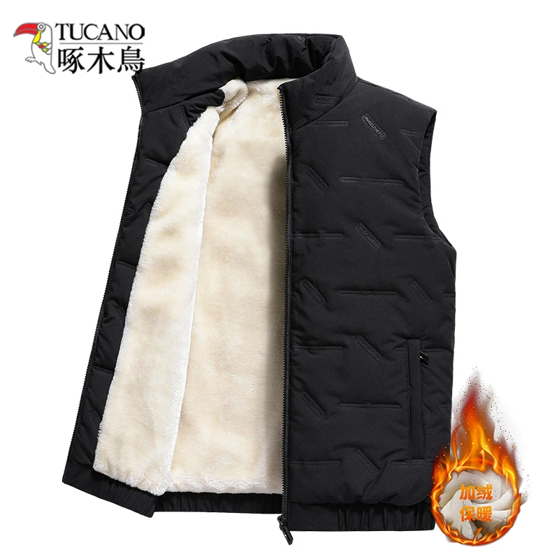 啄木鸟马甲秋冬新款男士加绒加厚背心马甲男款潮流保暖搭子外套男