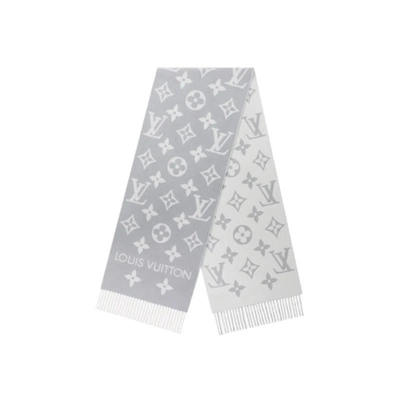 99新  LOUIS VUITTON 经典羊毛老花印花字母Logo 绒线围巾 灰色