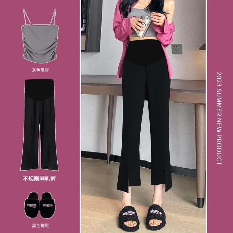 【破价清】夏季薄款孕妇微喇叭裤时尚外穿垂感西装阔腿裤九分裤夏装