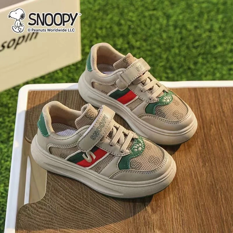 史努比防滑板鞋2025春季新款透气网鞋儿童时尚百搭韩版低帮休闲鞋
