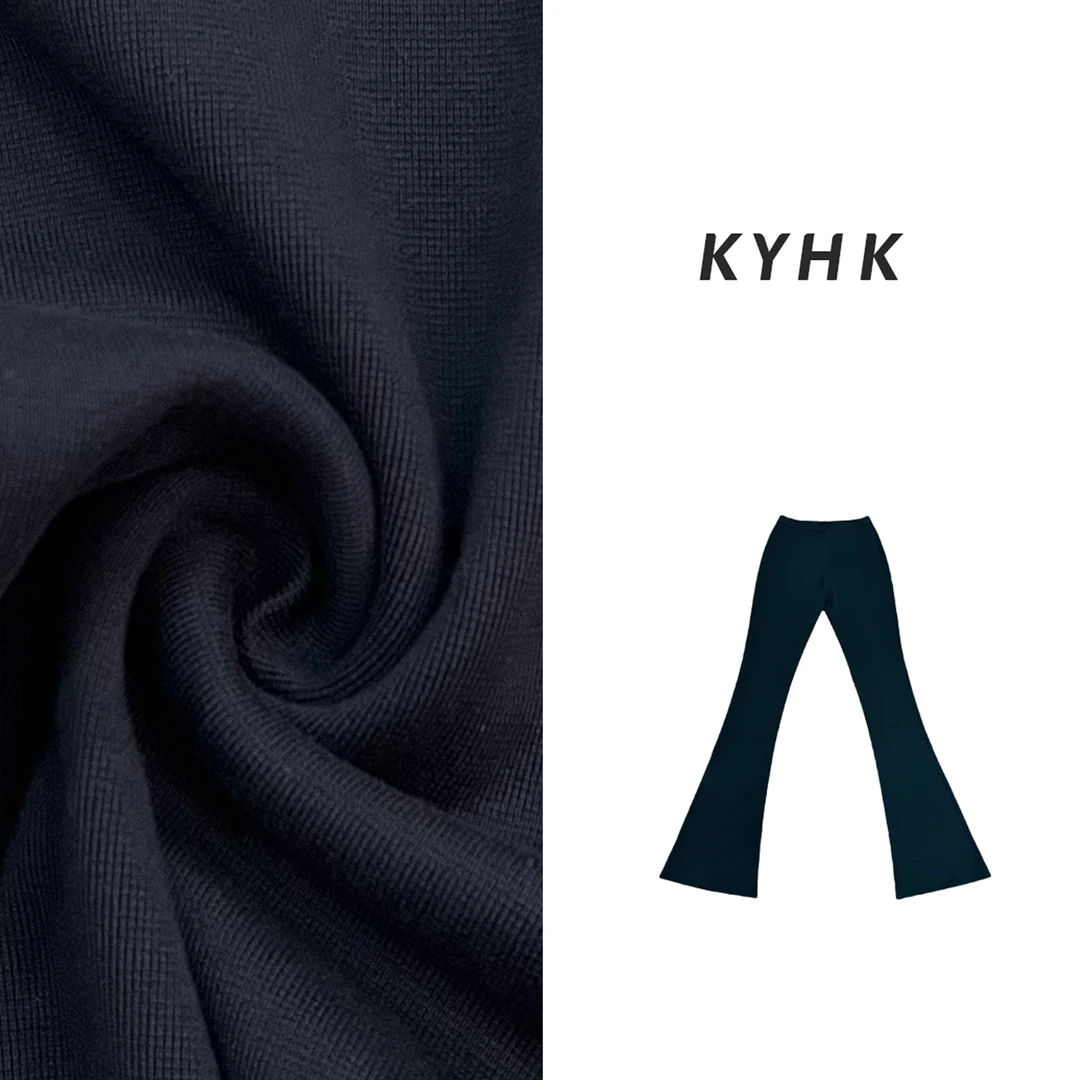 KYHK百搭纯色微喇修身加绒马蹄裤241135