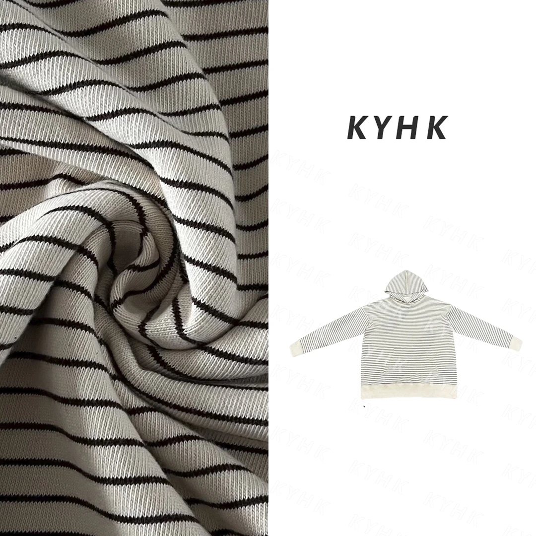 KYHK简约棉质休闲撞色细条纹连帽卫衣外套241229