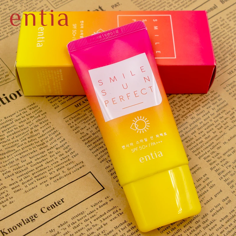 entia/恩沙微笑清新防晒霜乳液50mL紫外线军训学生护肤品SPF50