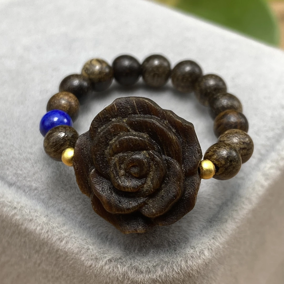 【天禧沉香】芽庄白奇楠4mm沉香戒指小众设计高奢送礼