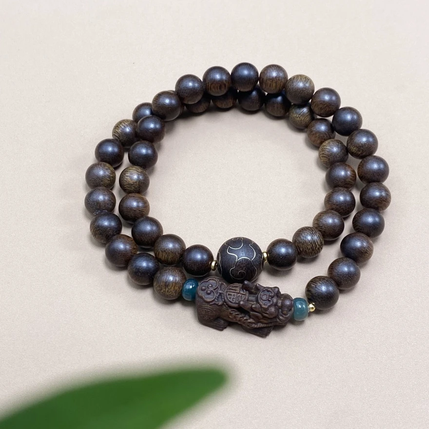 【天禧沉香】沉香手串芽庄白奇8mm双圈配红土貔貅LD.Y.YNP873315