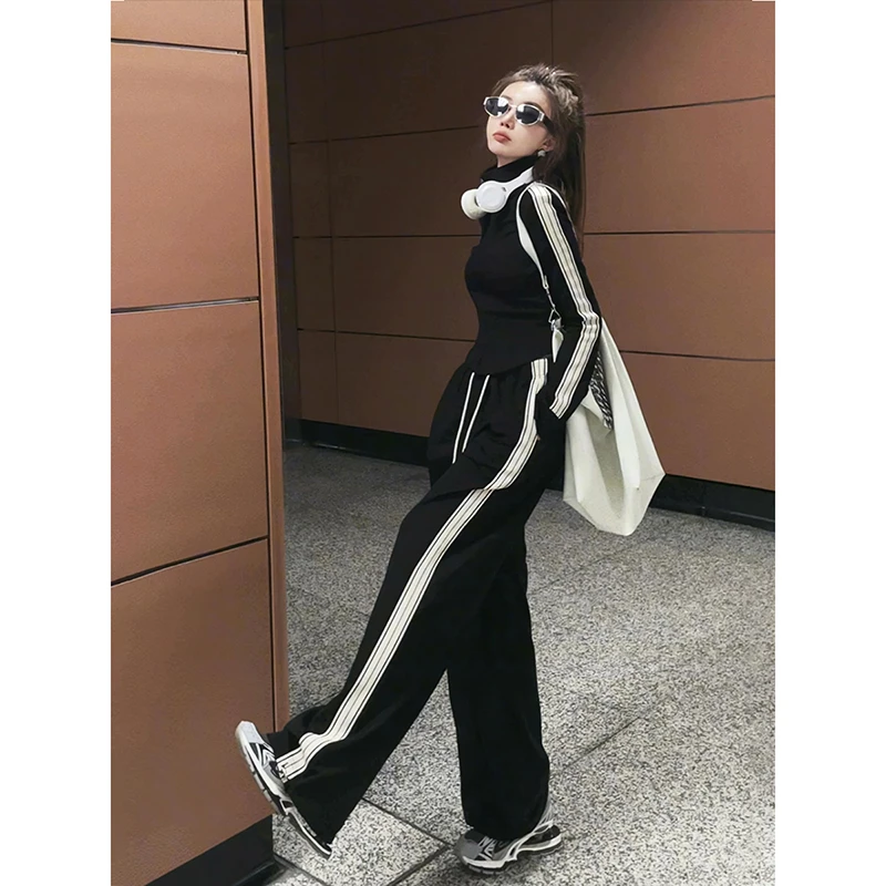 运动休闲套装女2025早春新款时尚卫衣外套高级感炸街阔腿裤两件套