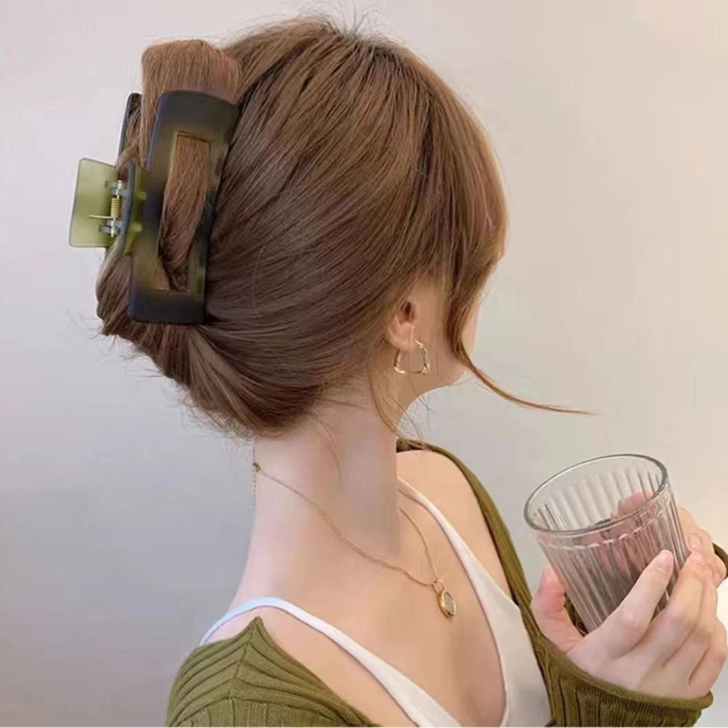 韩版磨砂绿色发夹哑光后脑勺气质鲨鱼夹发饰网红大抓夹发卡头饰